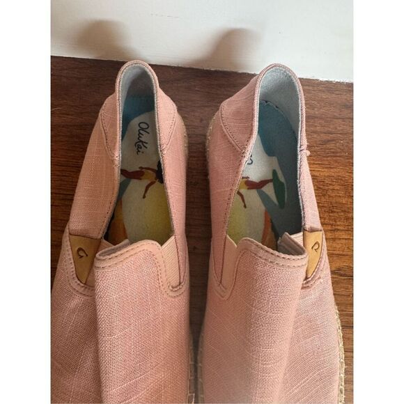 Olukai Kaula Pa'a Kapa Women Sz 9 Pink Espadrilles Linen Slip-On Shoes Loafers - Picture 2 of 6